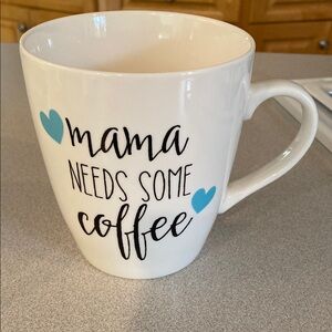 Charming White Coffee Mug with Blue Heart Accents